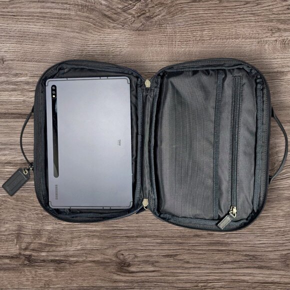 Coach Tablet Case Top Handle Nylon Leather and Canvas Navy for iPad / Galaxy NWT - Picture 9 of 12